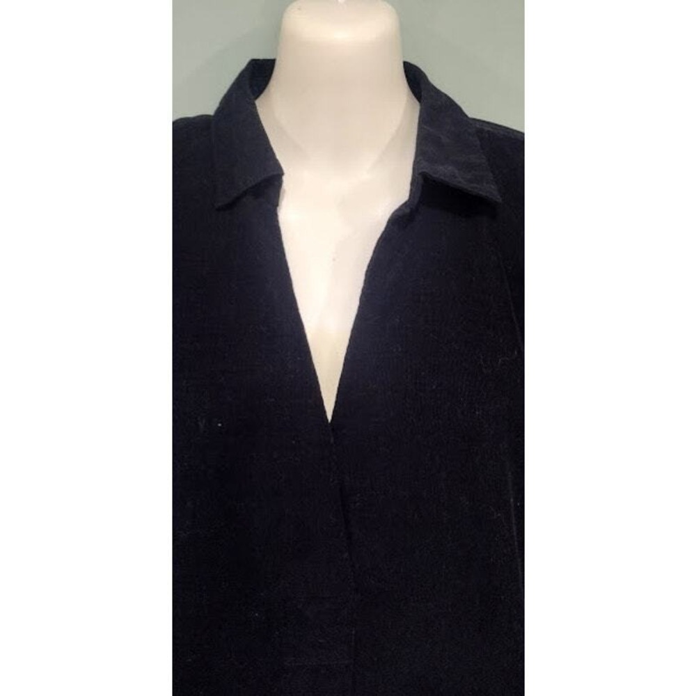 J Jill Long Sleeve Pullover Corduroy Flared Shirt with Front Pleat, Black, Sz S - Picture 2 of 8
